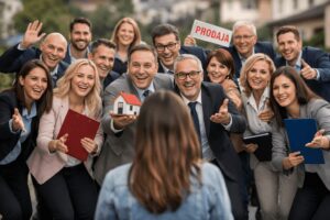 Zena koja stoji pred mnogo opcija i zeli da napravi pravi izbor agenta za nekretnine