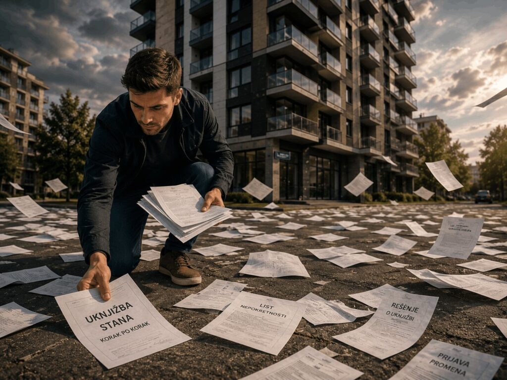 Muškarac kupi papire kako bi bu uknjizba stana prosla lakse.
